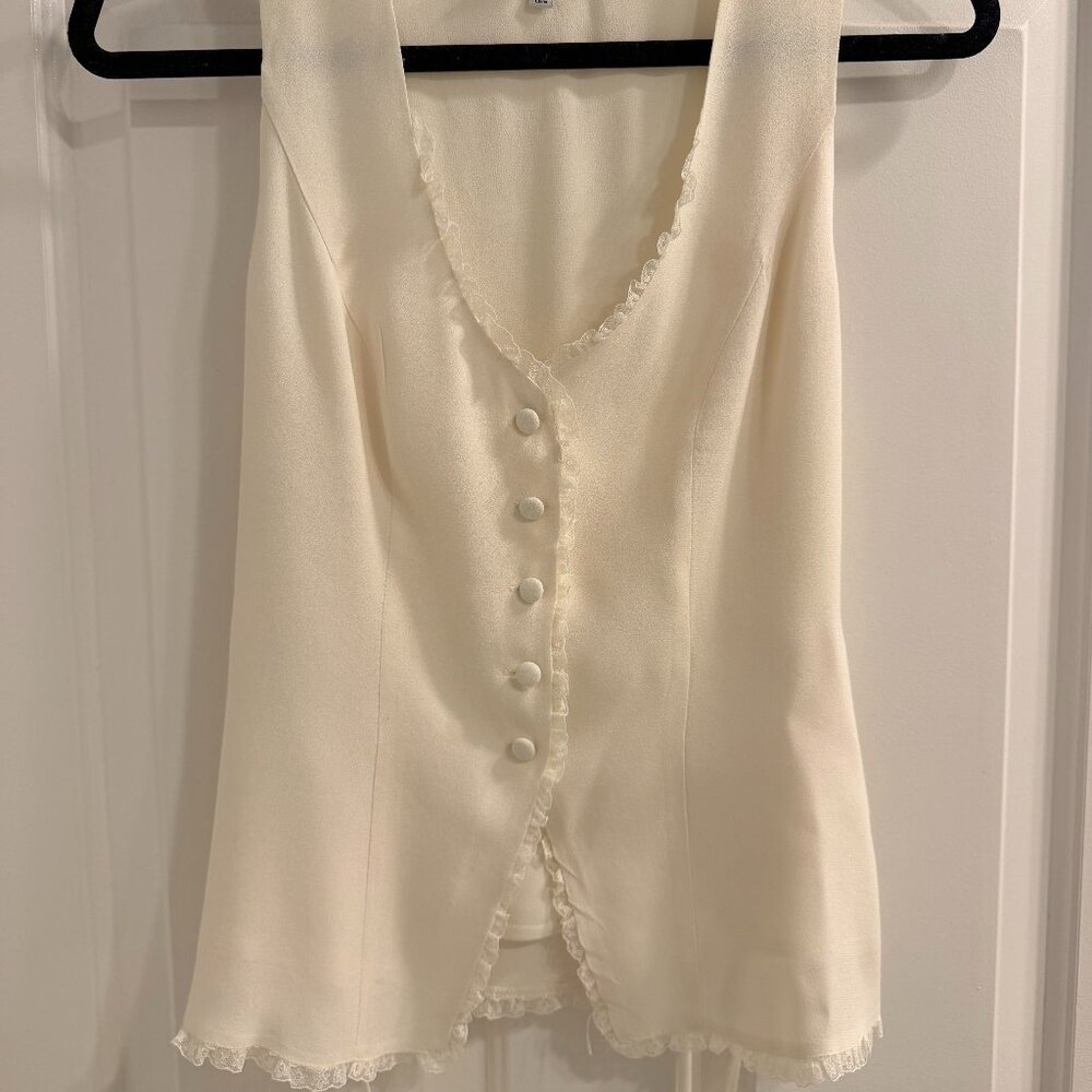 Reformation Skylar Button Front Vest Top - Cream, Size 2 - Picture 6 of 12